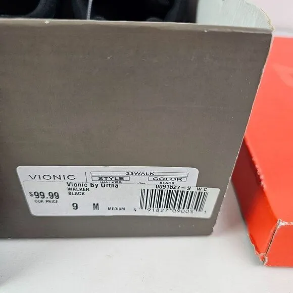Vionic Women's Walk Black Leather‎ Walking Shoes Sneakers Size 9 GUC