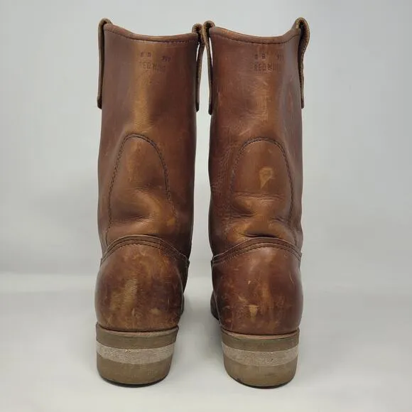 VTG Red Wing Boots 8B Pecos Western Brown Leather Safety Toe Work Nailseat 2265