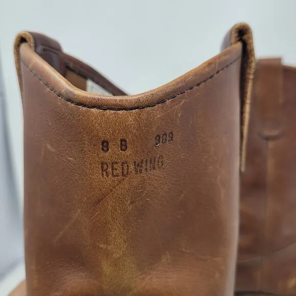 VTG Red Wing Boots 8B Pecos Western Brown Leather Safety Toe Work Nailseat 2265