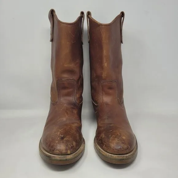 VTG Red Wing Boots 8B Pecos Western Brown Leather Safety Toe Work Nailseat 2265