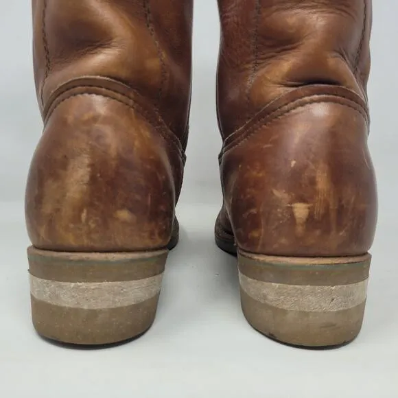 VTG Red Wing Boots 8B Pecos Western Brown Leather Safety Toe Work Nailseat 2265