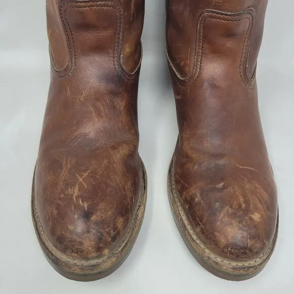 VTG Red Wing Boots 8B Pecos Western Brown Leather Safety Toe Work Nailseat 2265