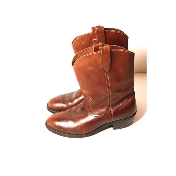 Vtg Western Cowboy Hy-Test Safety Boots Leather TufGum Unisex SZ M 8/ W 9.5