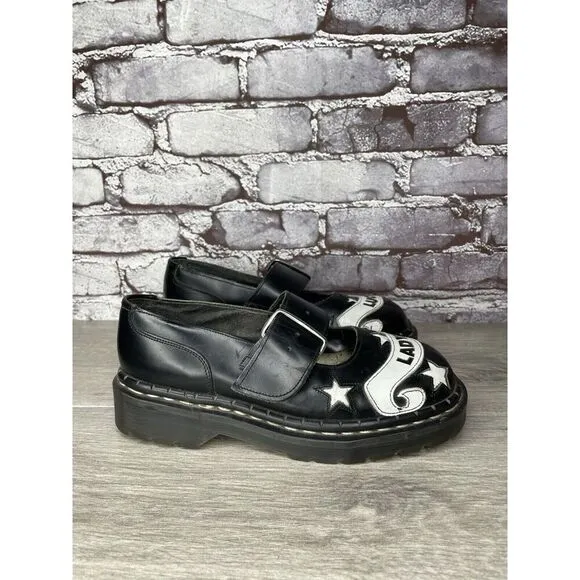 VTG TUK LADY LUCK Black Leather MaryJane Strap England Shoes Women 36EU/5.5M US