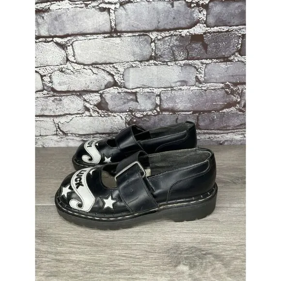VTG TUK LADY LUCK Black Leather MaryJane Strap England Shoes Women 36EU/5.5M US