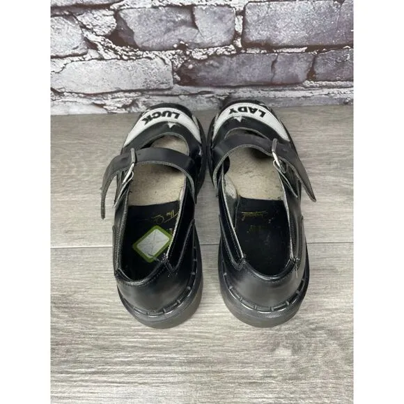 VTG TUK LADY LUCK Black Leather MaryJane Strap England Shoes Women 36EU/5.5M US