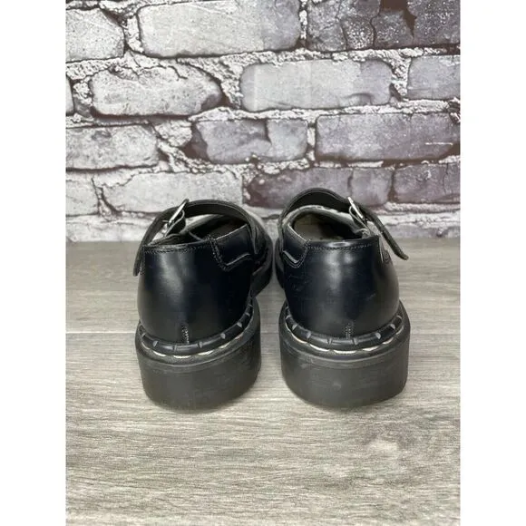 VTG TUK LADY LUCK Black Leather MaryJane Strap England Shoes Women 36EU/5.5M US