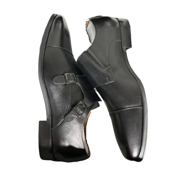 WearWell Oxford Shoes Mens 46 Black Leather Double Monk Strap Workwear Office