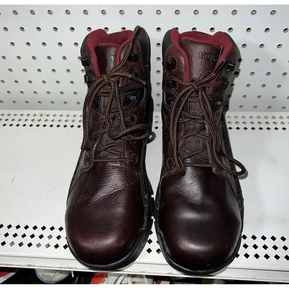 Wolverine Falcon Mens Leather 6&quot; Steel Toe Work Boots Size 11 M Brown W02376
