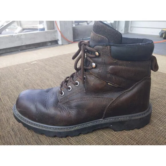 Wolverine Mens 13M Waterproof Work Boots Brown Leather Steel Toe Safety