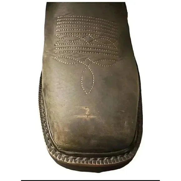 Wolverine Rancher Men's Work Boot Sz 9M Brown Leather steel toe *see pic scratch