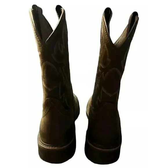 Wolverine Rancher Men's Work Boot Sz 9M Brown Leather steel toe *see pic scratch