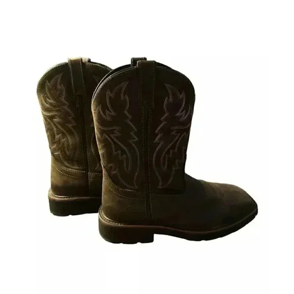 Wolverine Rancher Men's Work Boot Sz 9M Brown Leather steel toe *see pic scratch