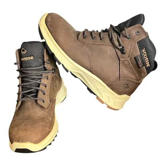 Wolverine Shiftplus Waterproof Alloy-Toe Work Boots Size 8.5 EW Leather Uppers