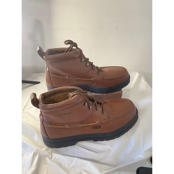 Wolverine Steel Moc 5 Steel Toe Chukka Brown Leather 5&quot; Work Boot- Size 11.5