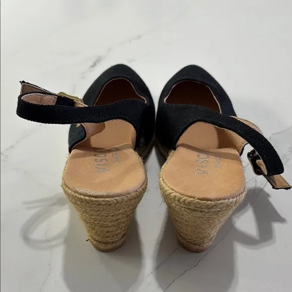 Women's Black Espadrille Slingback Shoes