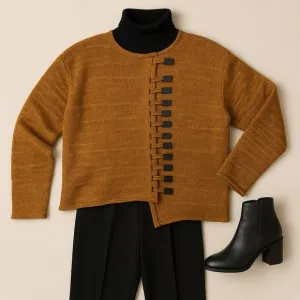 Women's Rust/Mustard Knit Oversized Sweater - By Barbara de Jounge S/M