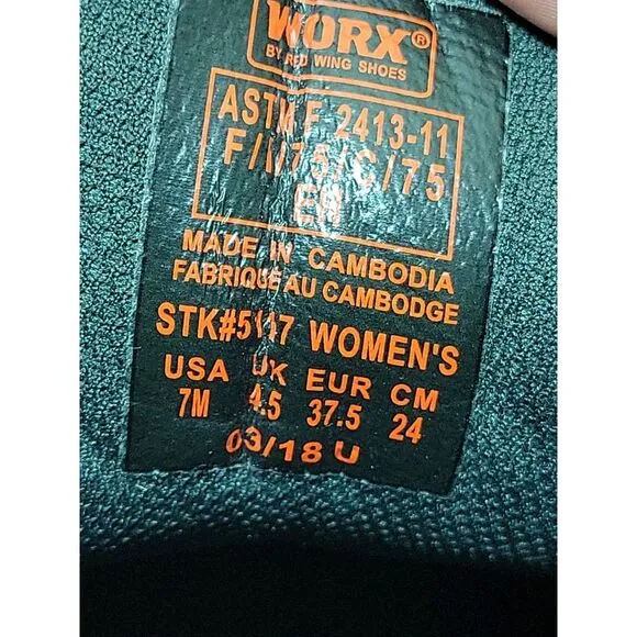 WORX by Red Wing 5117 Womens Size 7 Athletic Safety Toe Work boots