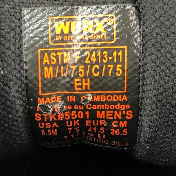 WORX Men's Size 8.5M Cobalt All-Black Full Leather Lace-Up Steel Toe Work Boots