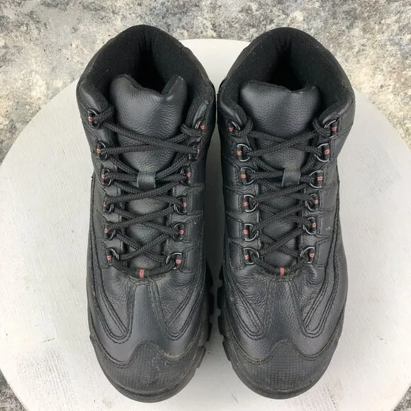 WORX Men's Size 8.5M Cobalt All-Black Full Leather Lace-Up Steel Toe Work Boots