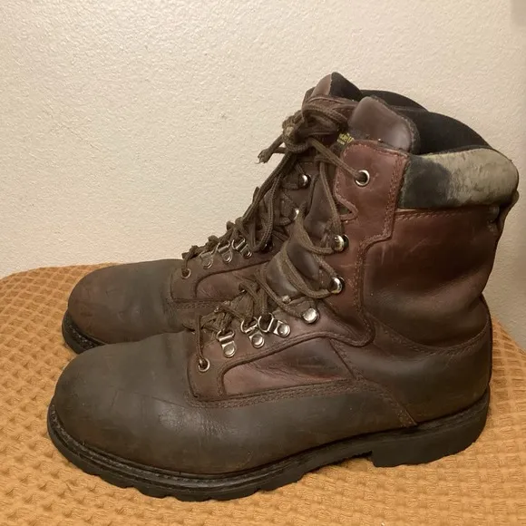 Worx Steel Toe Brown Mens Sz 11 WIDE Leather Work Boots Guards Safety