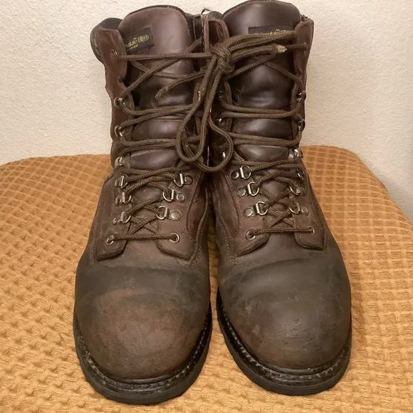 Worx Steel Toe Brown Mens Sz 11 WIDE Leather Work Boots Guards Safety