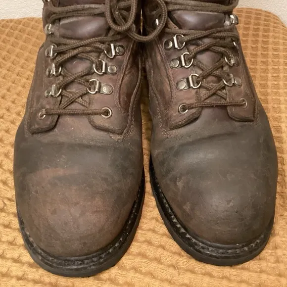 Worx Steel Toe Brown Mens Sz 11 WIDE Leather Work Boots Guards Safety