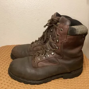Worx Steel Toe Brown Mens Sz 11 WIDE Leather Work Boots Guards Safety