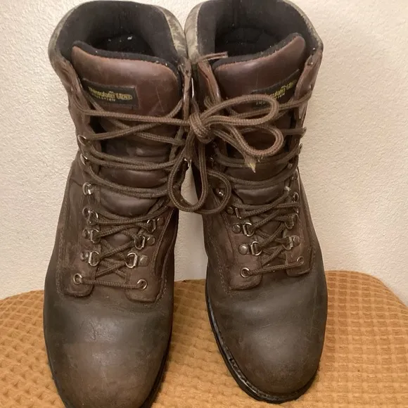 Worx Steel Toe Brown Mens Sz 11 WIDE Leather Work Boots Guards Safety