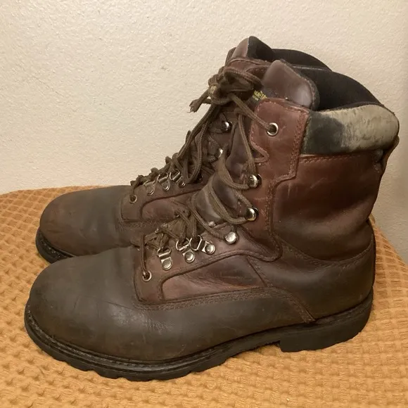 Worx Steel Toe Brown Mens Sz 11 WIDE Leather Work Boots Guards Safety