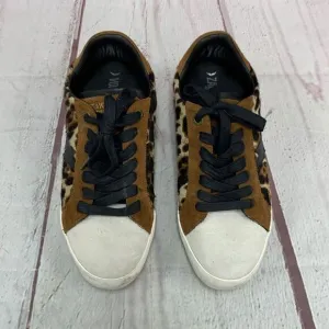 Zadig &amp; Voltaire BR/BLK Leopard Half Calf Leather Sneakers Womens EU 10 US 10