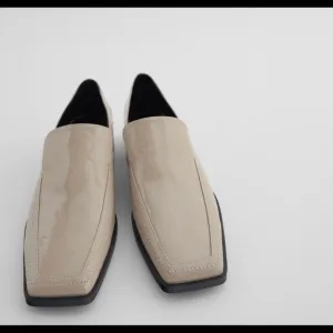 Zara shoes flat low heeled square toe patent finis